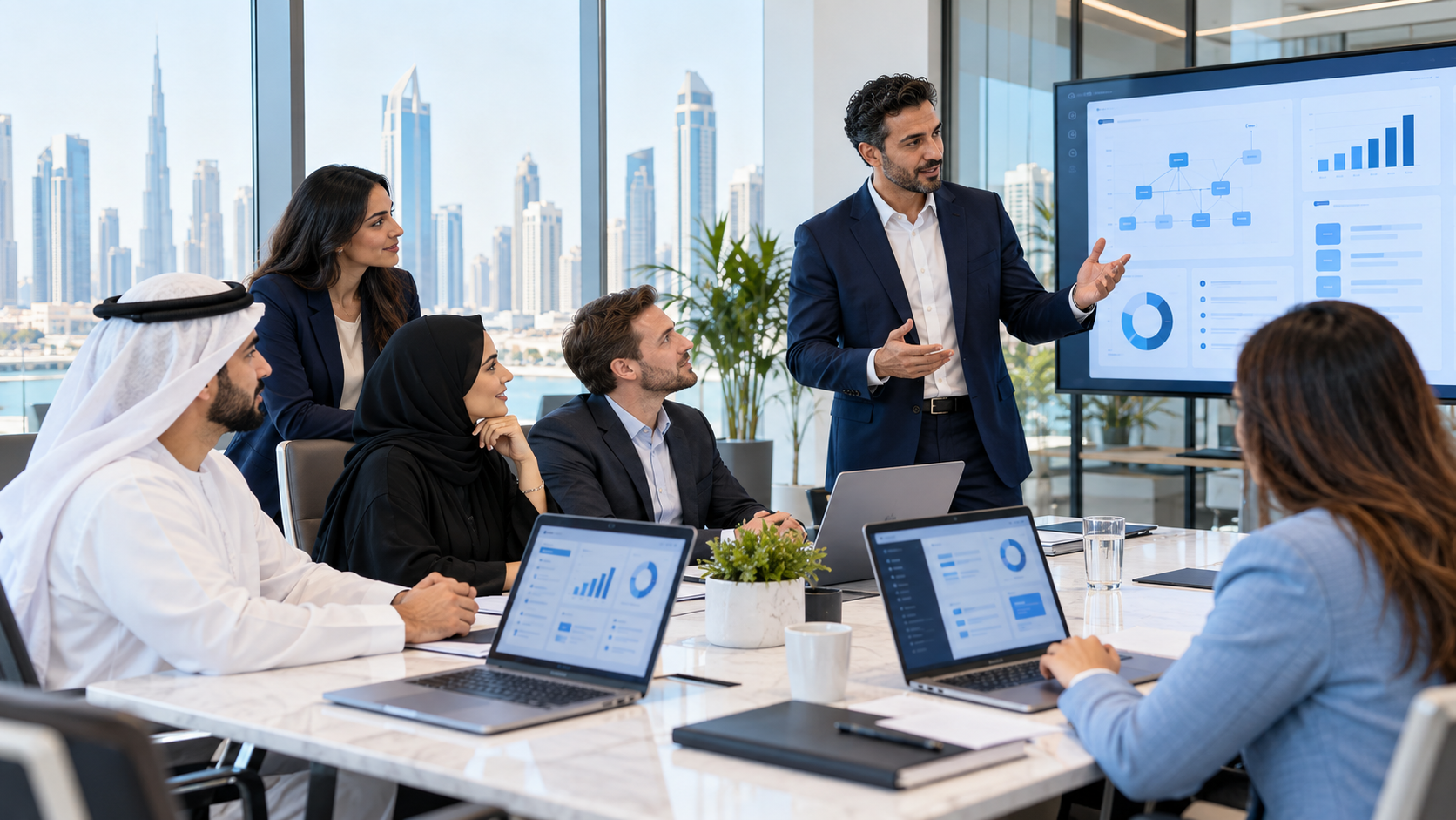 Employees participating in practical AI upskilling and workplace training